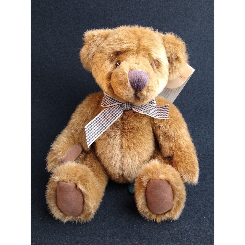 Russ Berrie Winslow Teddy Bear Gingham Bow 2812 Plush Stuffed Animal Brown